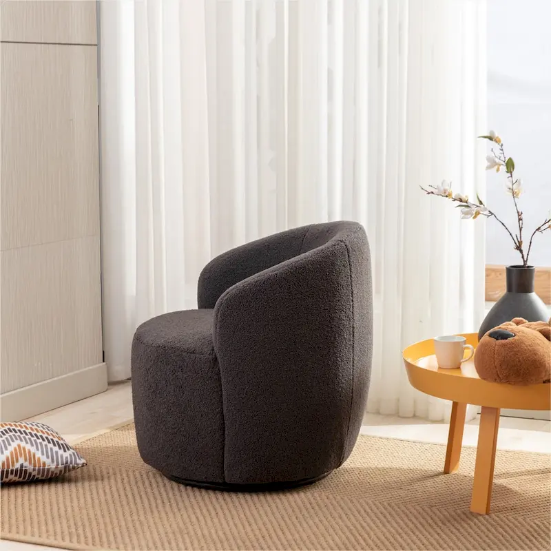 Teddy Fabric Swivel Accent Armchair Barrel Chair