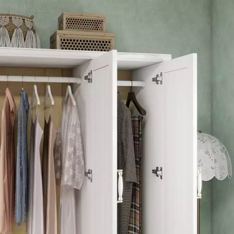 White 4-Door Wardrobe with 2 Drawers - Adult Use
