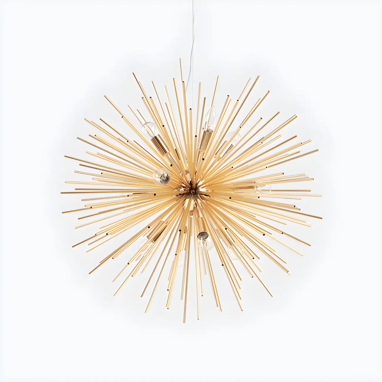 Modern Metal Round Gold Starburst Chandelier