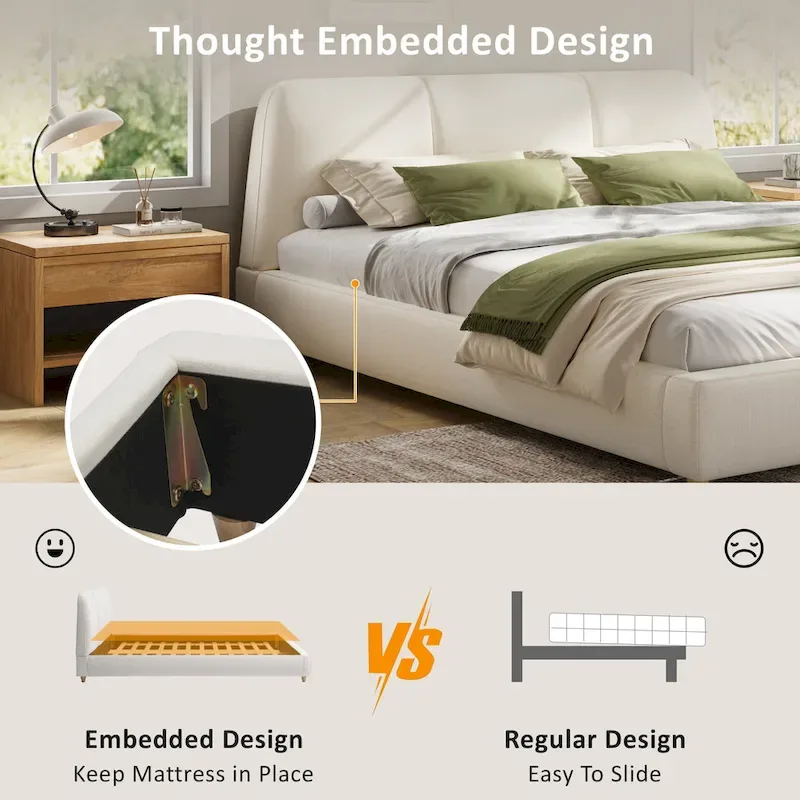 Christopher Knight Home- Mitchell Modern Upholstered Bed Frame