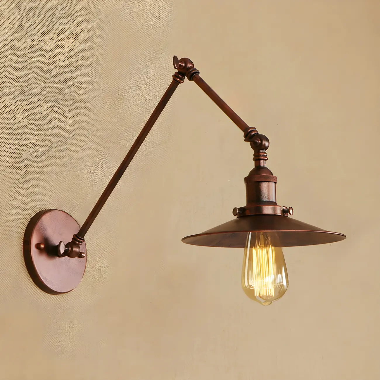Industrial Metal Flat-Shade Swing Arm Wall Light