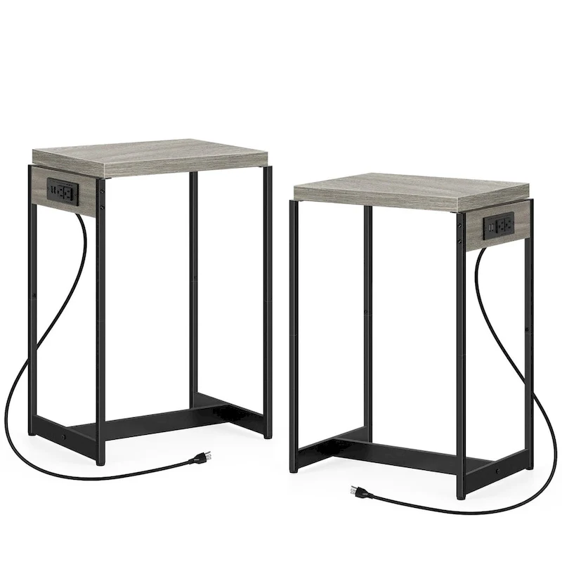Nightstands Set of 2 with Charging Station