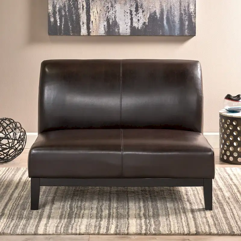 Darcy Brown Bonded Leather Loveseat