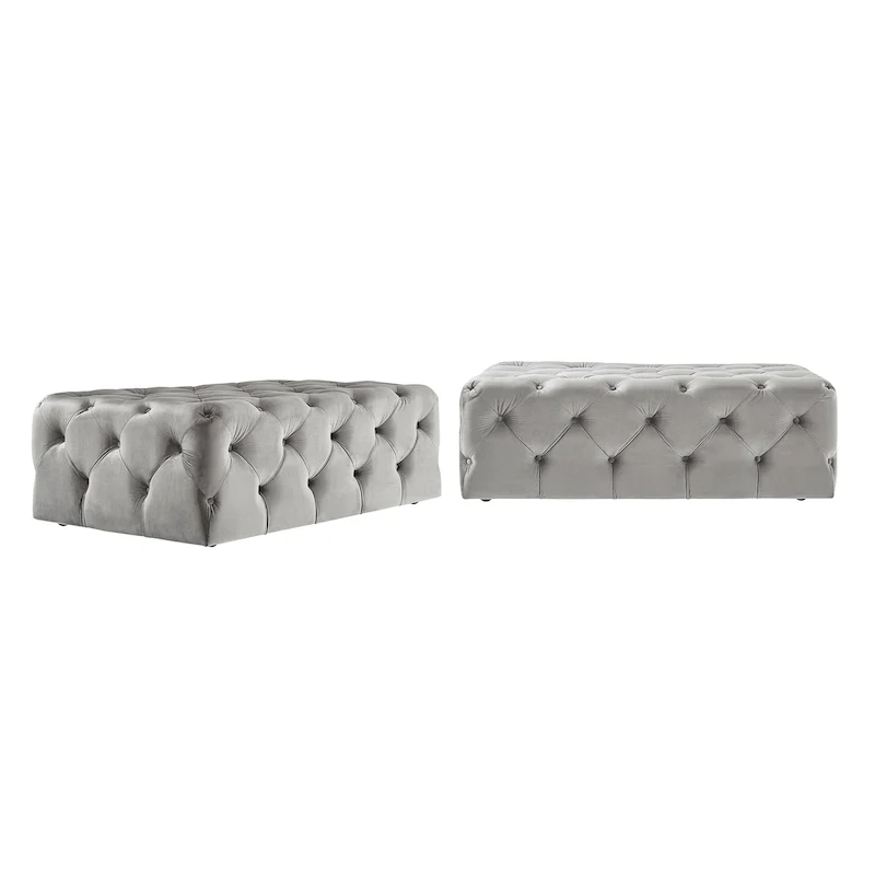 Tufted Rectangular Ottoman with Casters