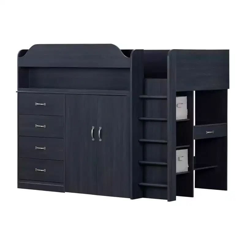 South Shore Twin Asten Kids' Loft Bed with Desk Blueberry