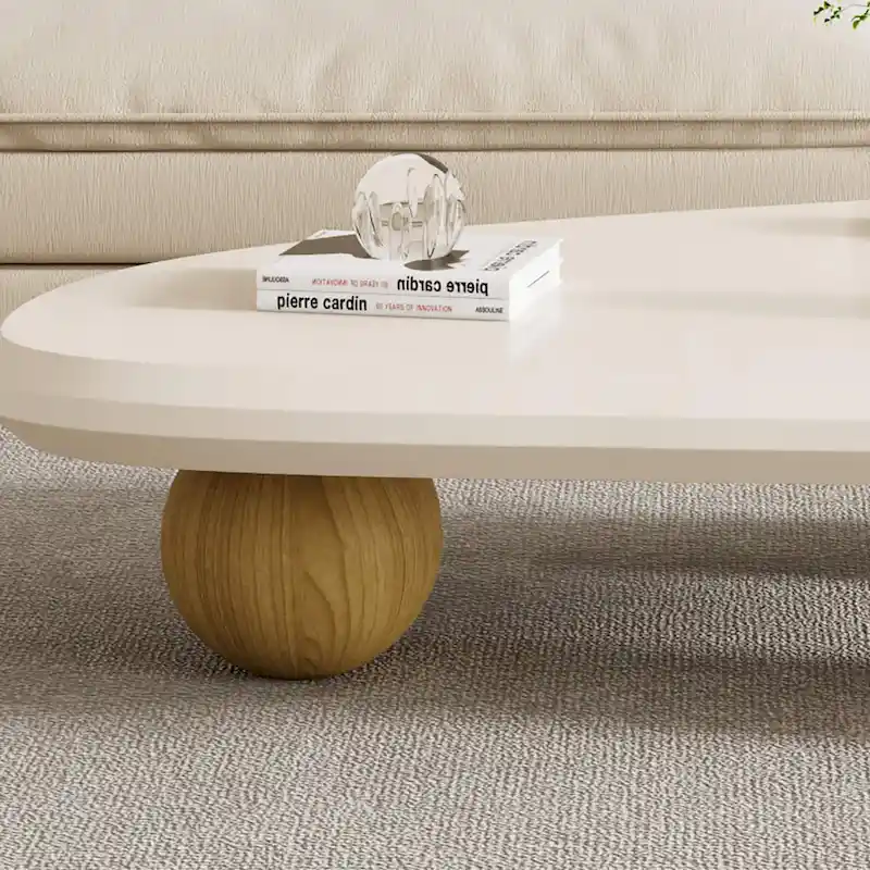 51 Modern Wood Coffee Table with 3 ball legs