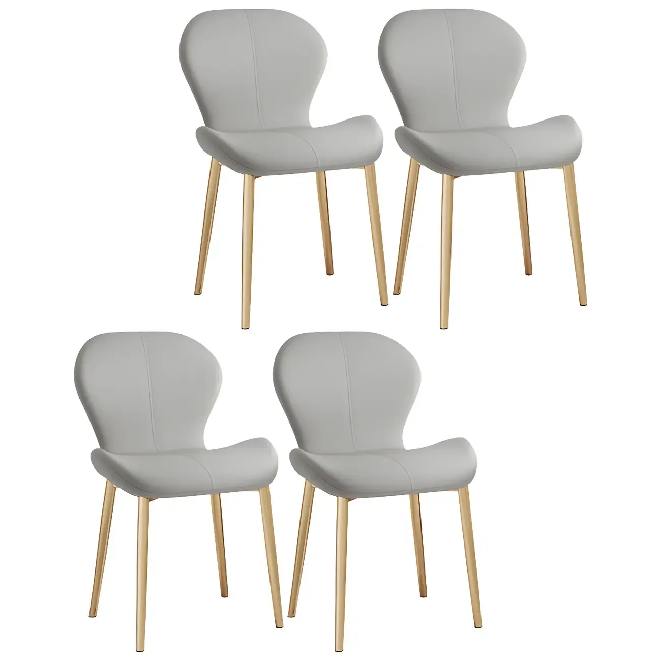 Art Deco Curved Back Leather Dining Chair Solid Back