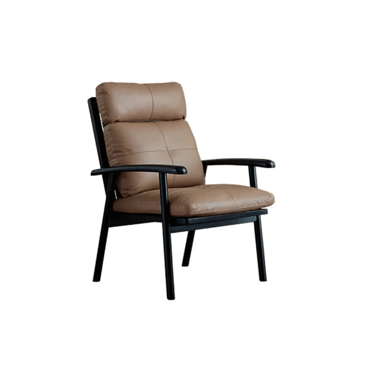 Contemporary Brown Cushioned Genuine Leather Arm Chair