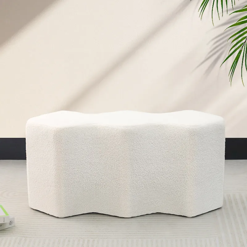 Adeco 35 Long Ottoman Bench Velvet Polygon Foot Stool