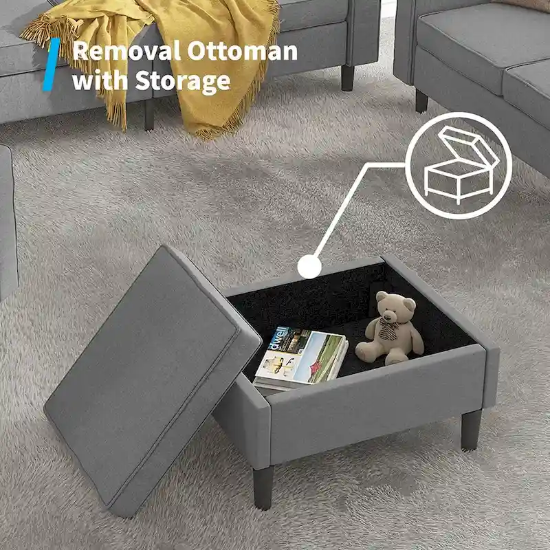 Mixoy Convertible Sectional Sofa Couches,3-Seater with Loveseat,Ottoman