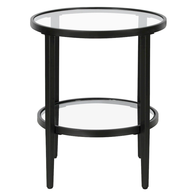Hera 19.63 Wide Round Side Table with Clear Glass Shelf