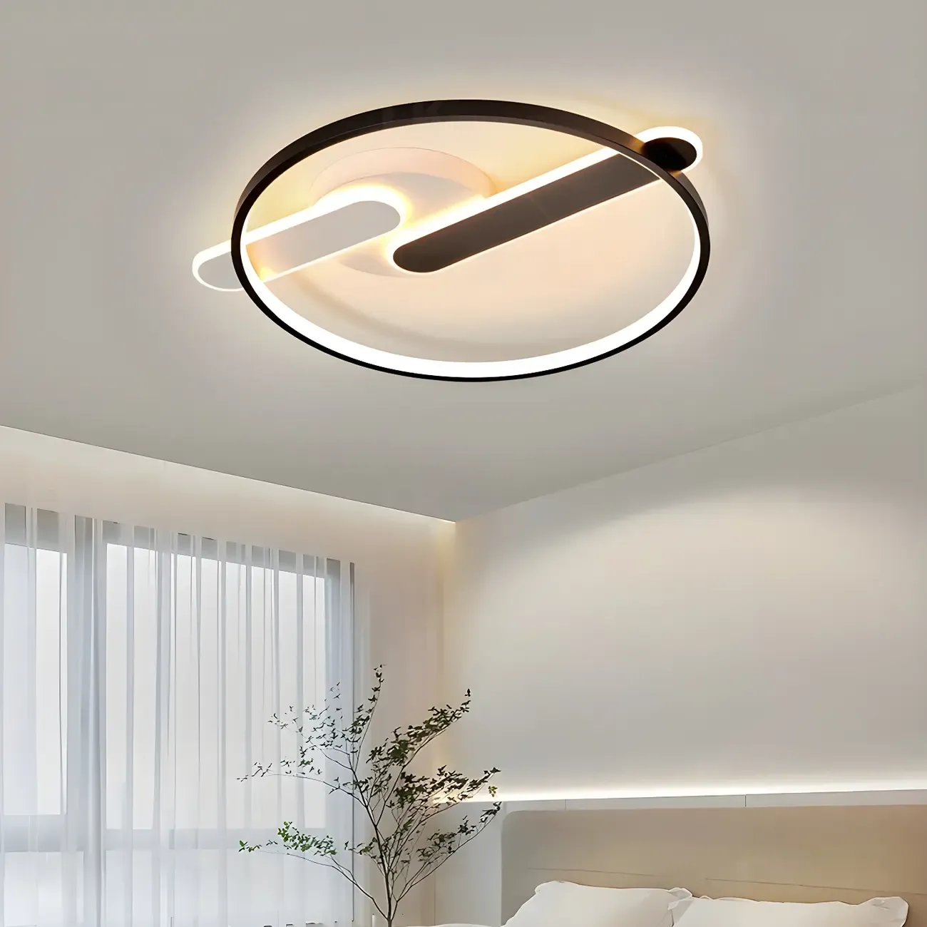 3-Light Circle Flush Mount Ceiling Light with Remote Control