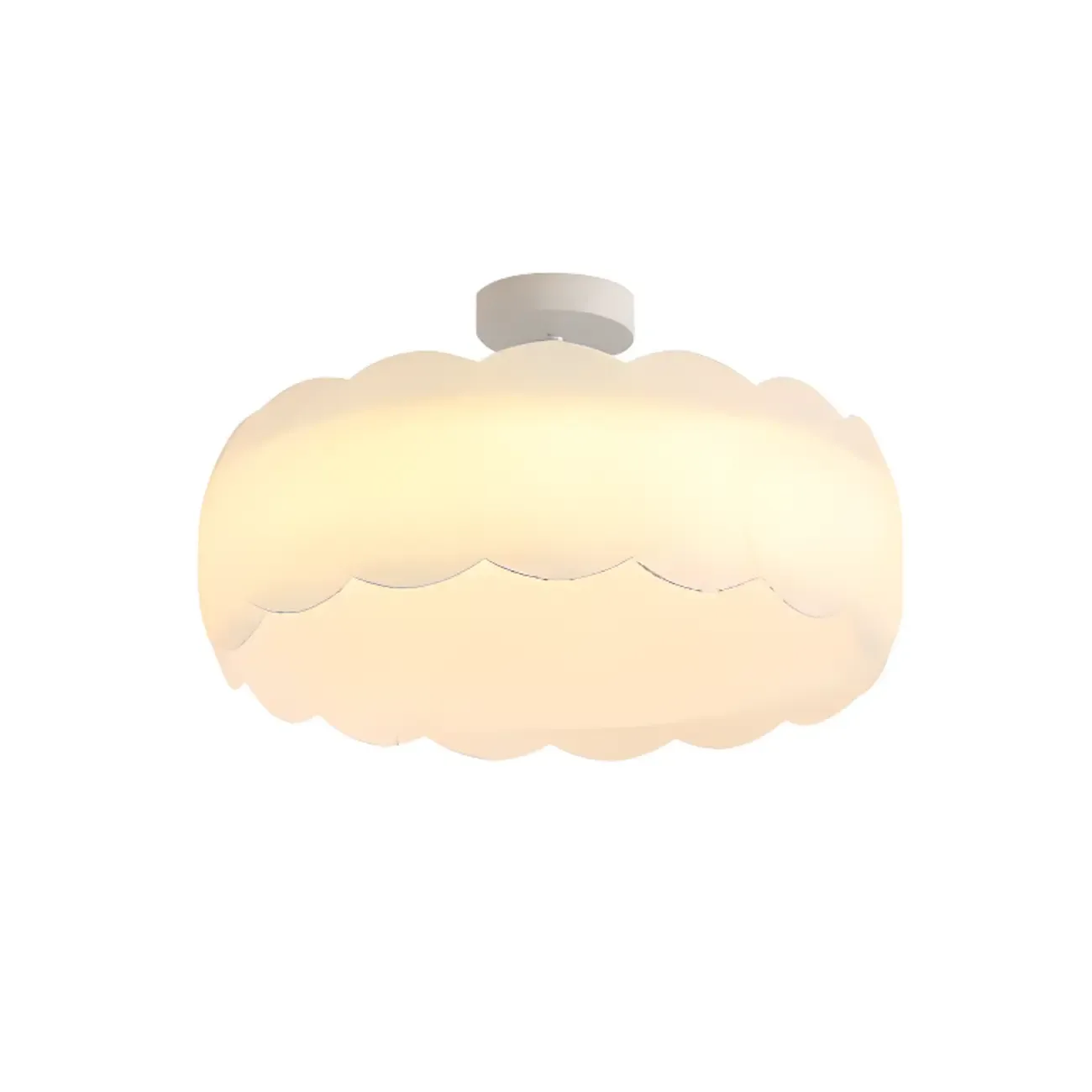 8 Elegant LED Semi Flush Ceiling Light in Natural Finish