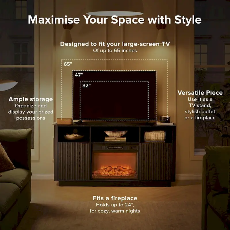 Mopio Brooklyn 59 Electric Fireplace TV Stand