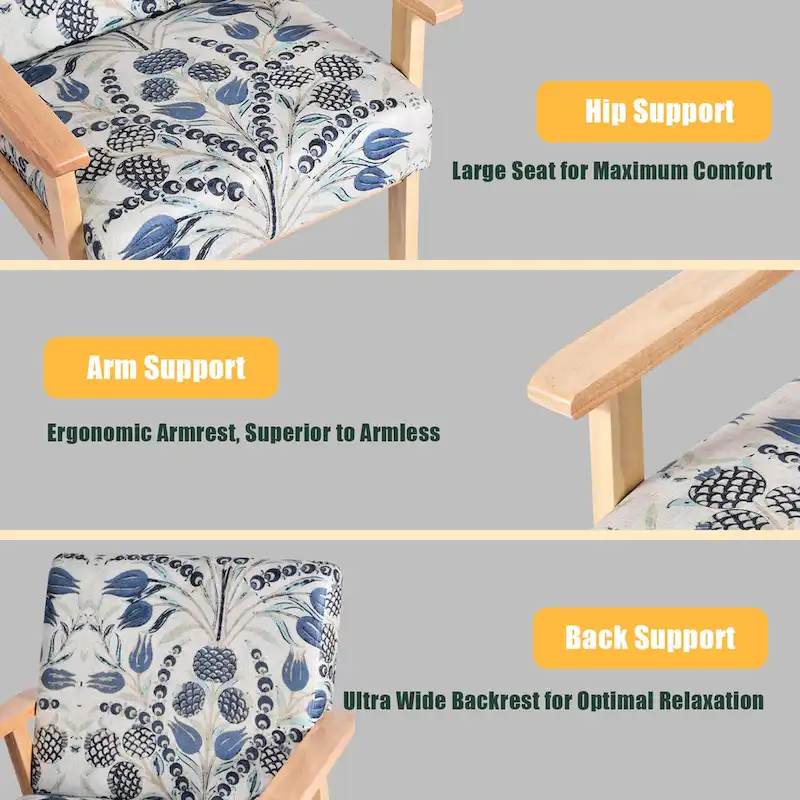 Gymax 2PCS Accent Armchair Upholstered Chair Home Office w/ Wooden - 25 x 26.5 x 32