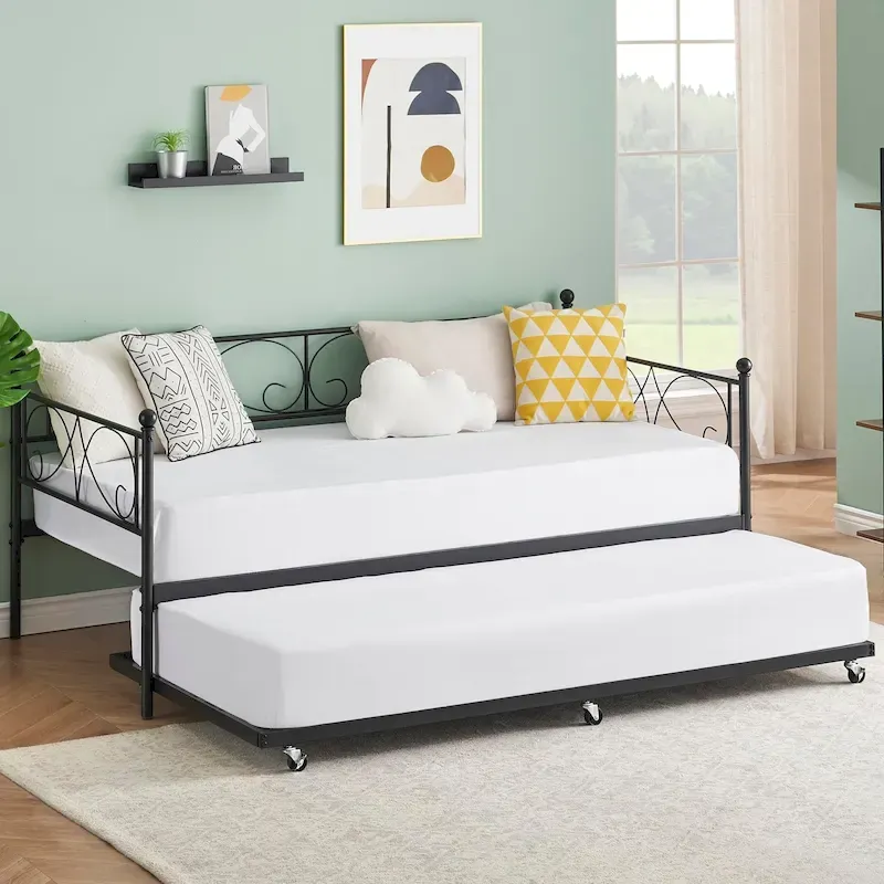 Twin Day Bed with Pull Out Trundle Bed Frame