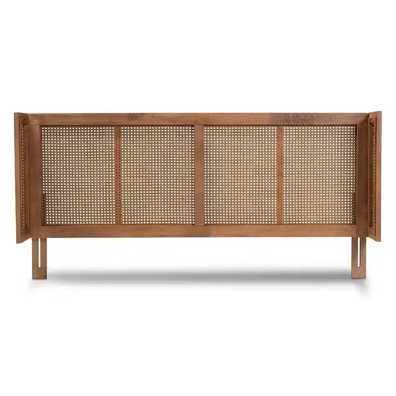 Carson Carrington Dagas Wraparound Curved Wood and Rattan Headboard