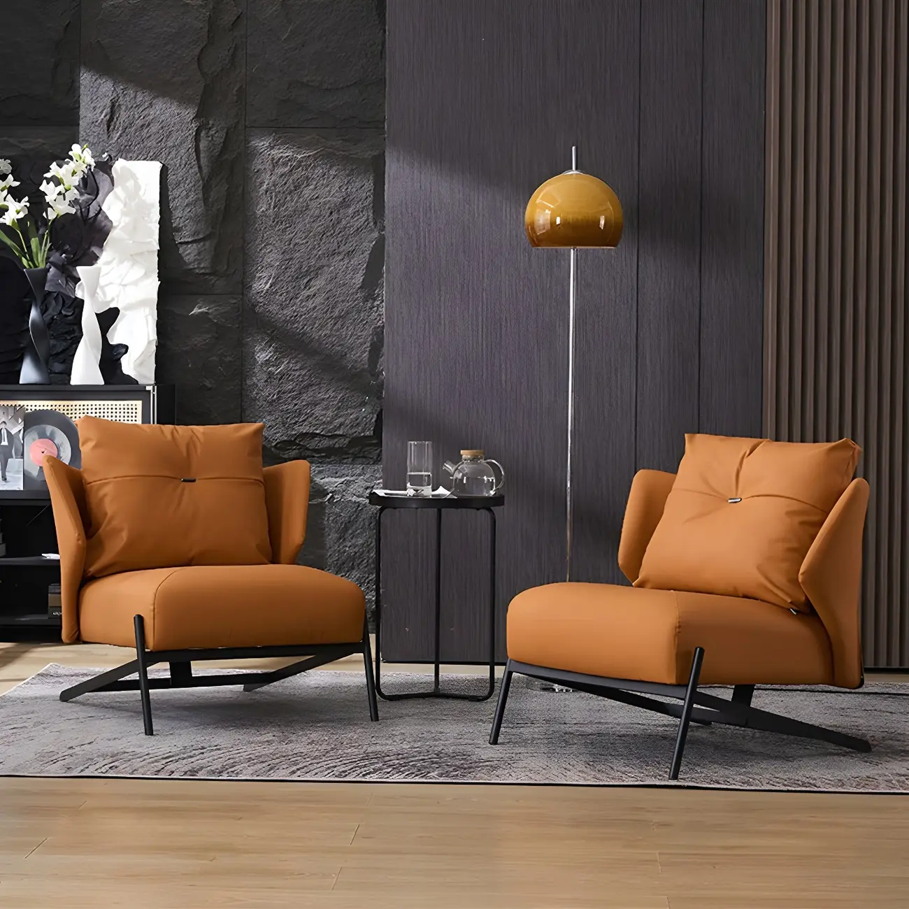 Modern Cat-Resistant Leather High Back Accent Chair