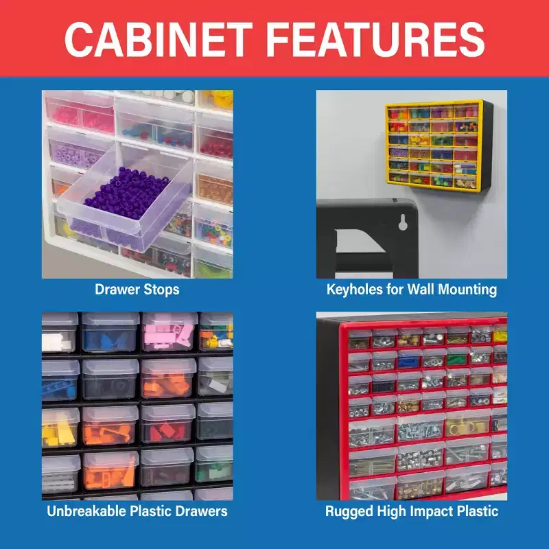 Black 24-Drawer Plastic Storage Organizer Cabinet