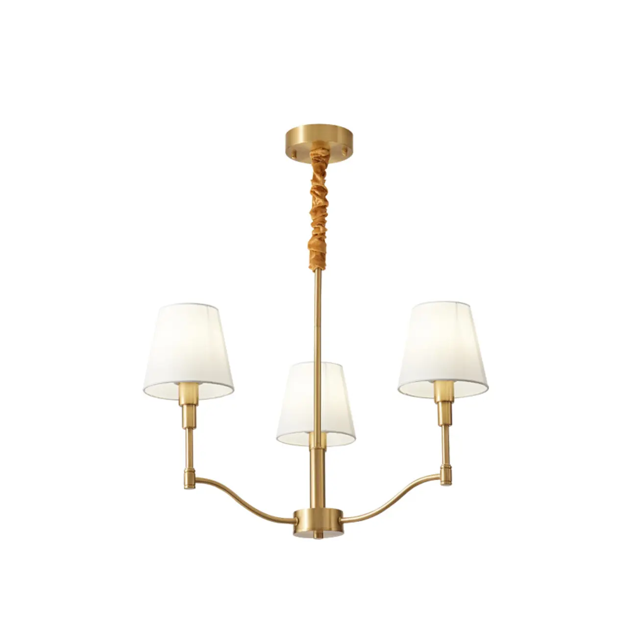 Modern 3-Light White Chandelier with Fabric Shades