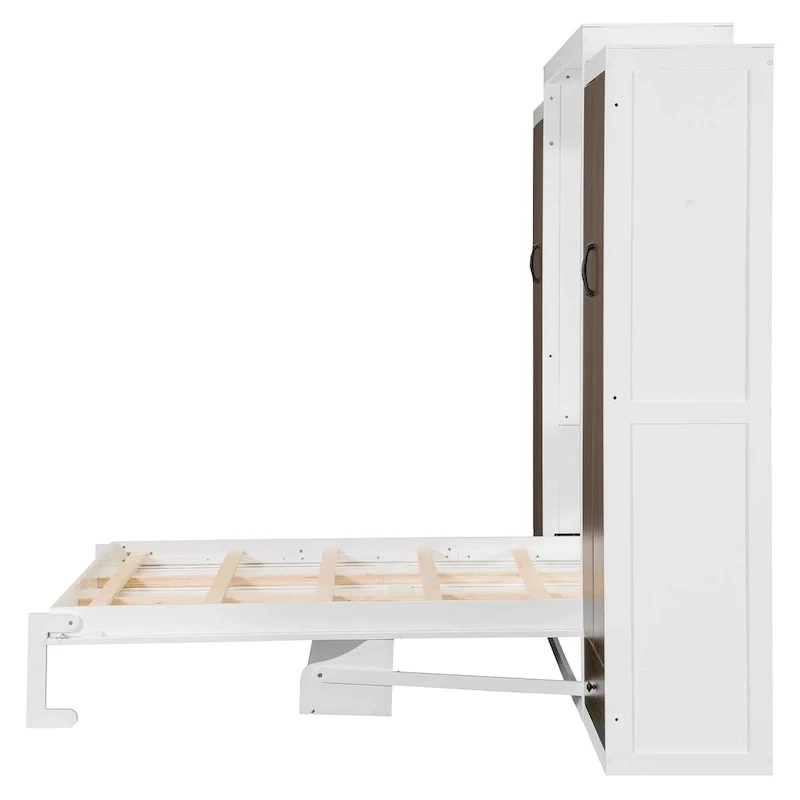 Queen Size Murphy Wall Bed with Wardrobe, Drawers and Fold-Down Desk