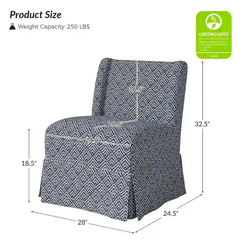 Falk Upholstered Farmhouse Armless Chair with Slipcover and Solid Wood Legs by HULALA HOME