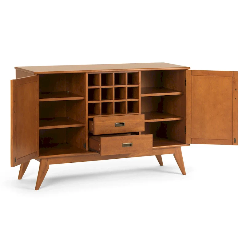 Tierney SOLID HARDWOOD 54 inch Wide Mid Century Modern Sideboard Buffet and Winerack - 54 W x 17 D x 36 H