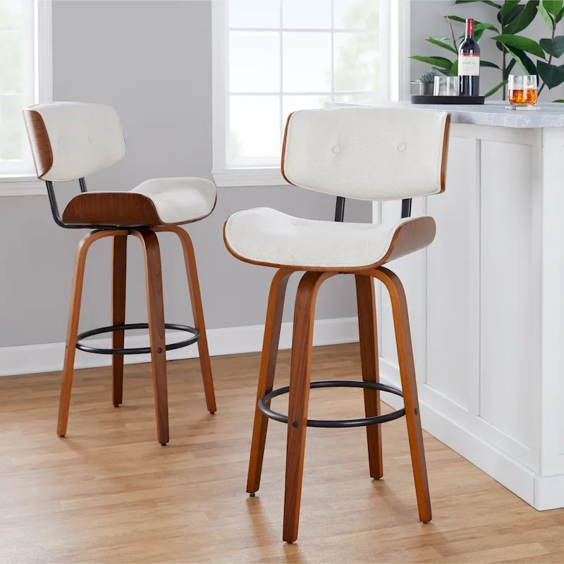 Carson Carrington Leksand 30 Fixed-Height Bar Stool with Bent Wood Legs (Set of 2)