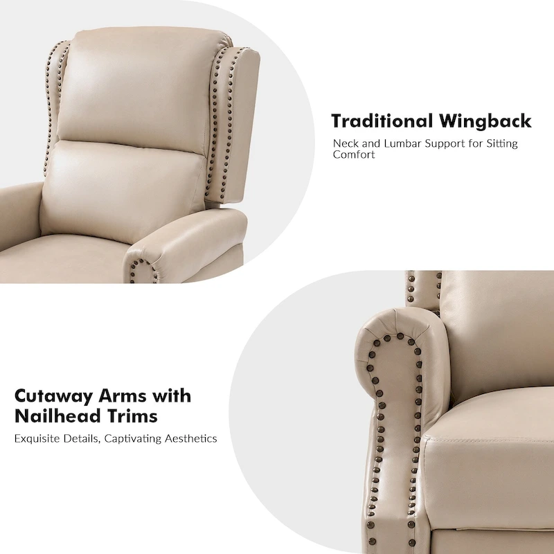 Terri Traditional Vegan Leather Manual Push Back Recliner by HULALA HOME