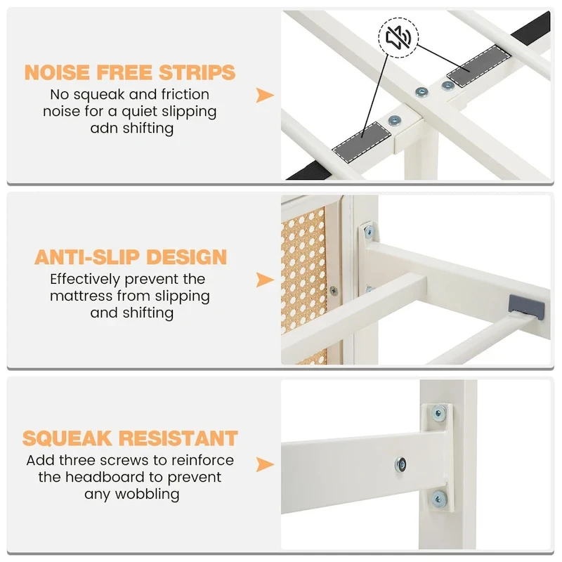 Modern Style Cane Boho Bed Frames