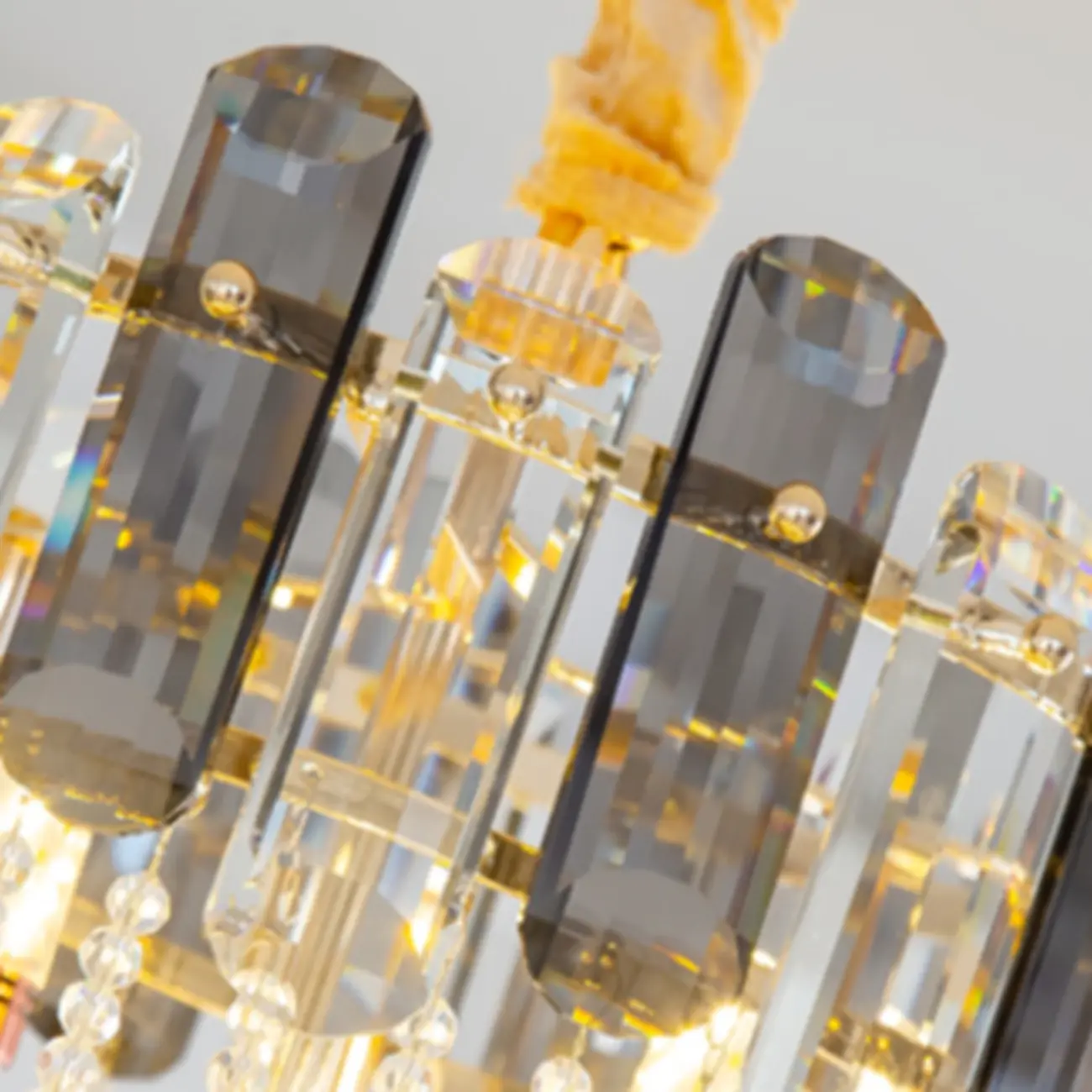 Luxury Long Cascading Crystal Gold Chandelier