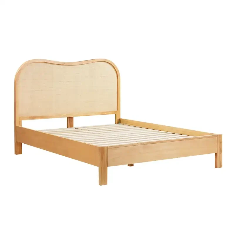 Grappa Natural Wood & Rattan Bed