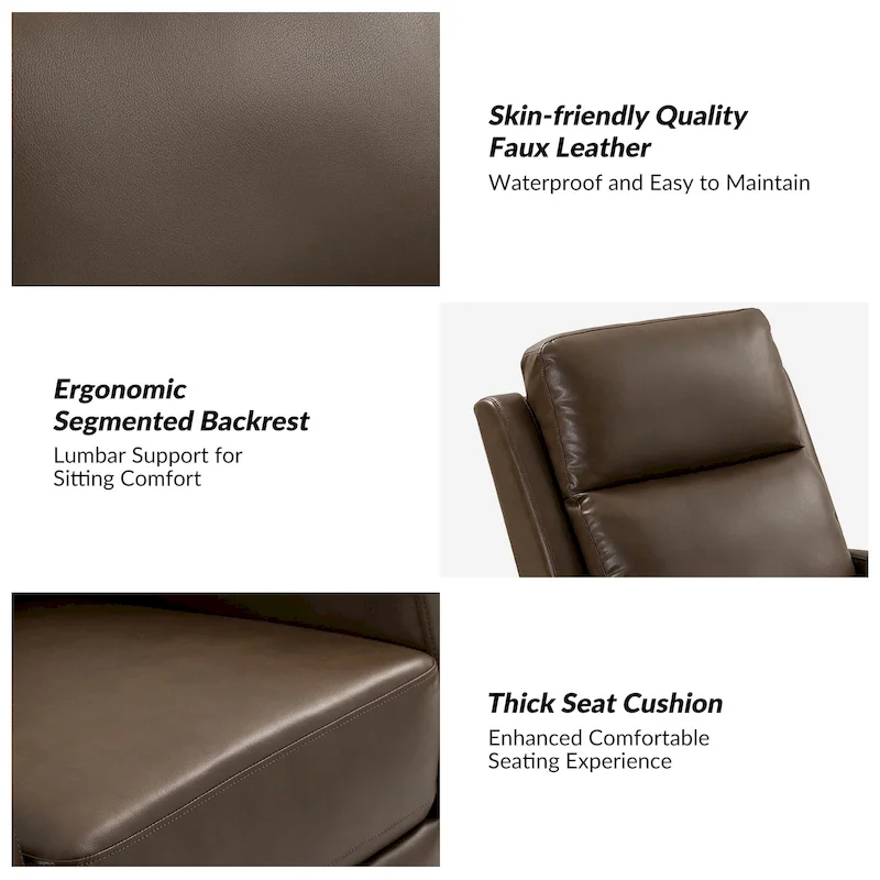 Esteban Modern Faux Leather Manual Rocking Swivel Recliner with Wingback