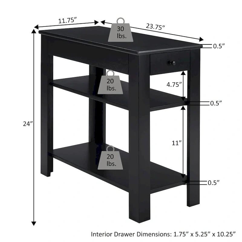 Single-Drawer Sofa Side Table with Shelf