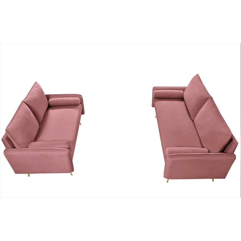 Mid-Century Modern Velvet 2-Piece Living Room Set