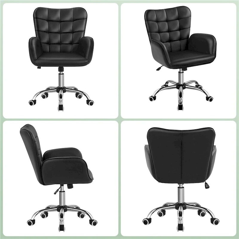 Yaheetech Faux Leather Desk Chair with Padded Armrests Modern Office Chair - N/A