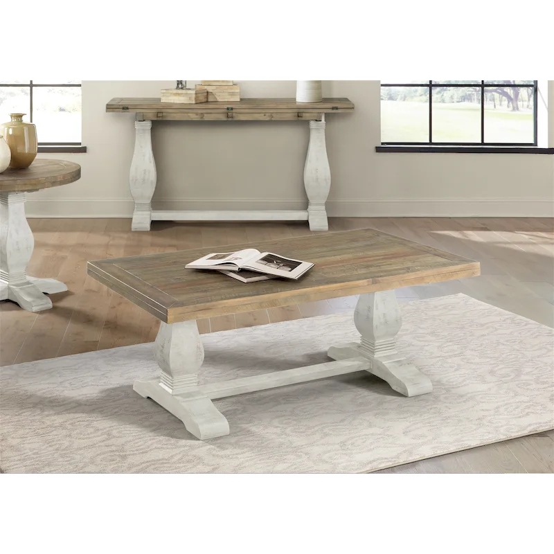 50 Solid Wood Pedestal Coffee Table