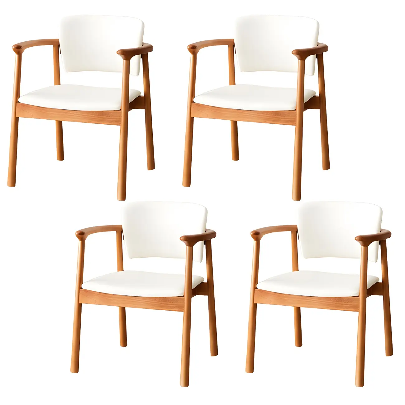 Modern Upholstered Rubberwood Arm Dining Chair Set of 2