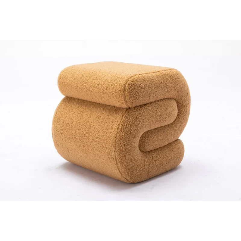 Modern S-shape Fabric Ottoman Makeup Stool Footstool