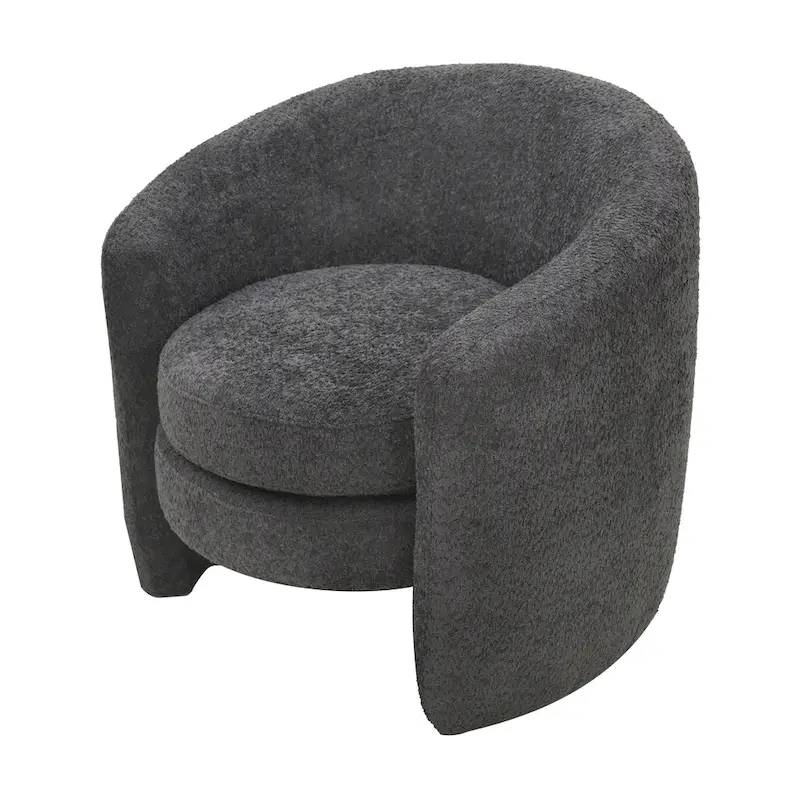 Boucle Upholstered Accent Chair with Curved Back, Plush Seating and No Assembly Required