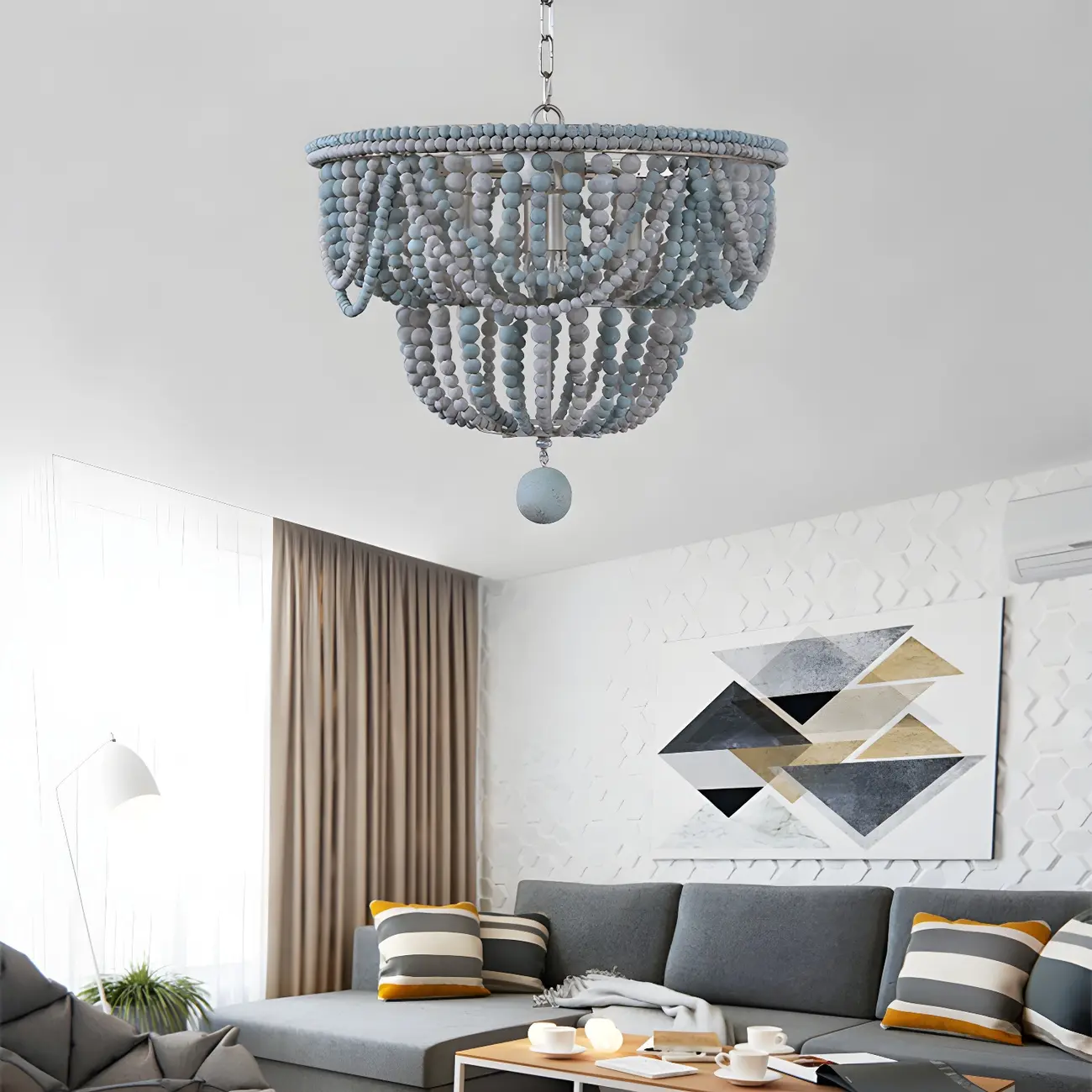 Bohemian Blue 4-Light Adjustable Hanging Chandelier