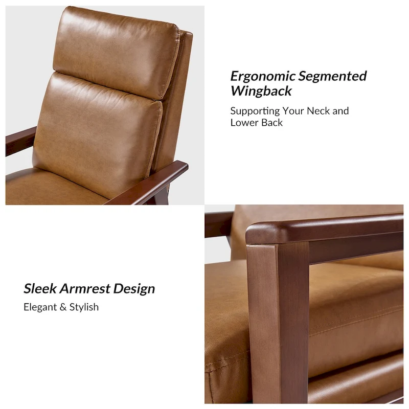 Patrick Mid-century Vegan Leather Solid Wood Recliner Set of 2 by HULALA HOME