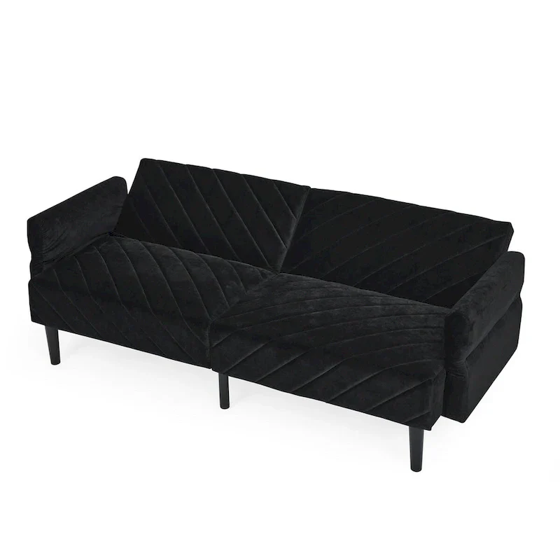 87 Velvet Convertible Folding Sofa Bed with Adjustable Armrests
