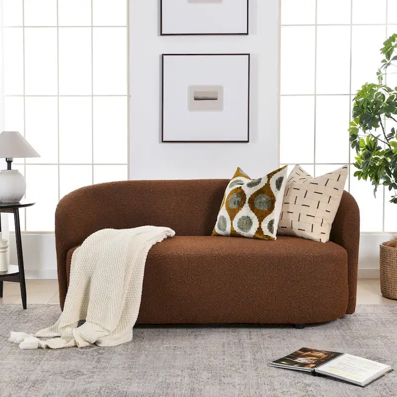 KINWELL Sherpa Upholstered Loveseat Boucle Sofa Couch, 68W