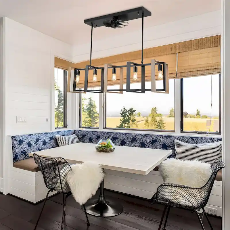 48  Modern Reversible Ceiling Fan 3-Speed with Remote, Kitchen Island Chandelier with 5-Light - 48 Inches