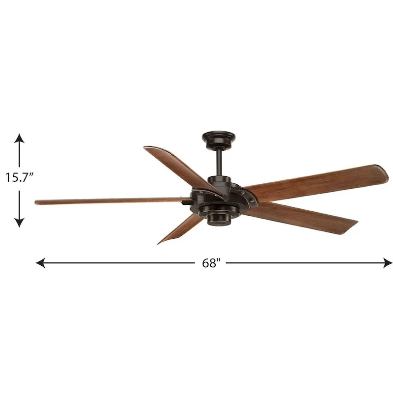 Ellwood Collection 68  Carved Wood Blade Ceiling Fan - 68 in x 68 in x 15.7 in
