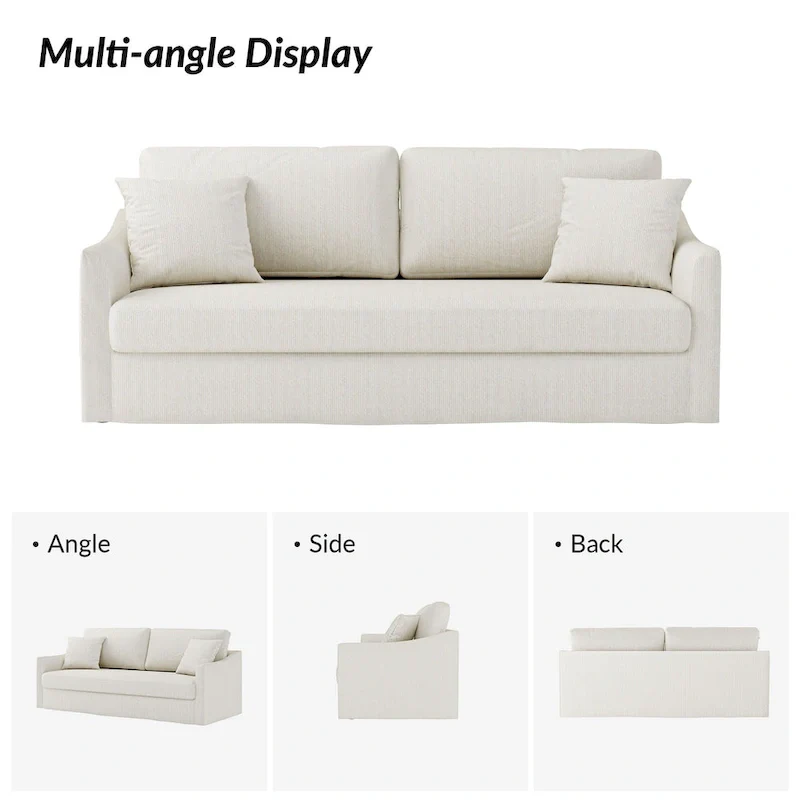 Volkhard 80.5  Modern Slipcovered Sofa With Removable Back Cushion By HULALA HOME