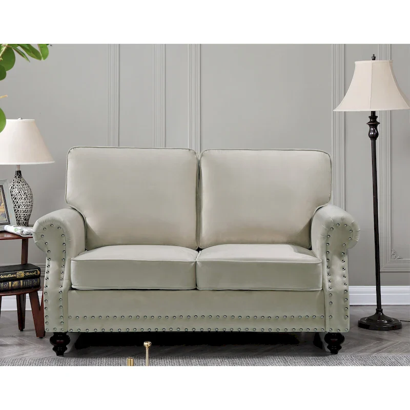 Suffield Velvet Nailhead Loveseat