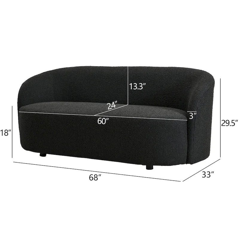 KINWELL Sherpa Upholstered Loveseat Boucle Sofa Couch, 68W