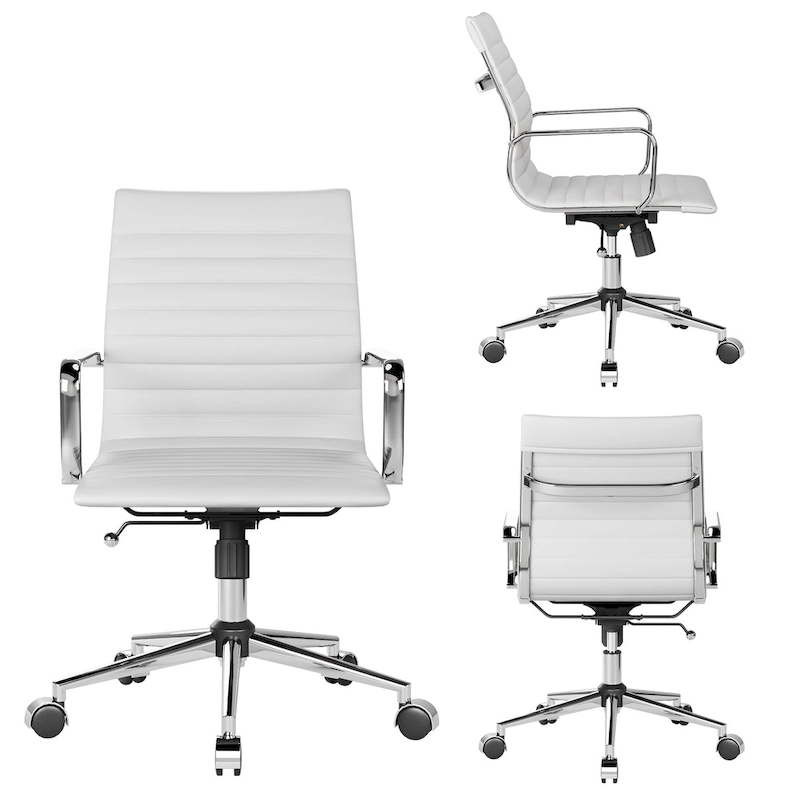 CAROCC Ribbed Computer Office Chair Swivel Lift tilt function Ergonomic Premium Leather Desk Armchair